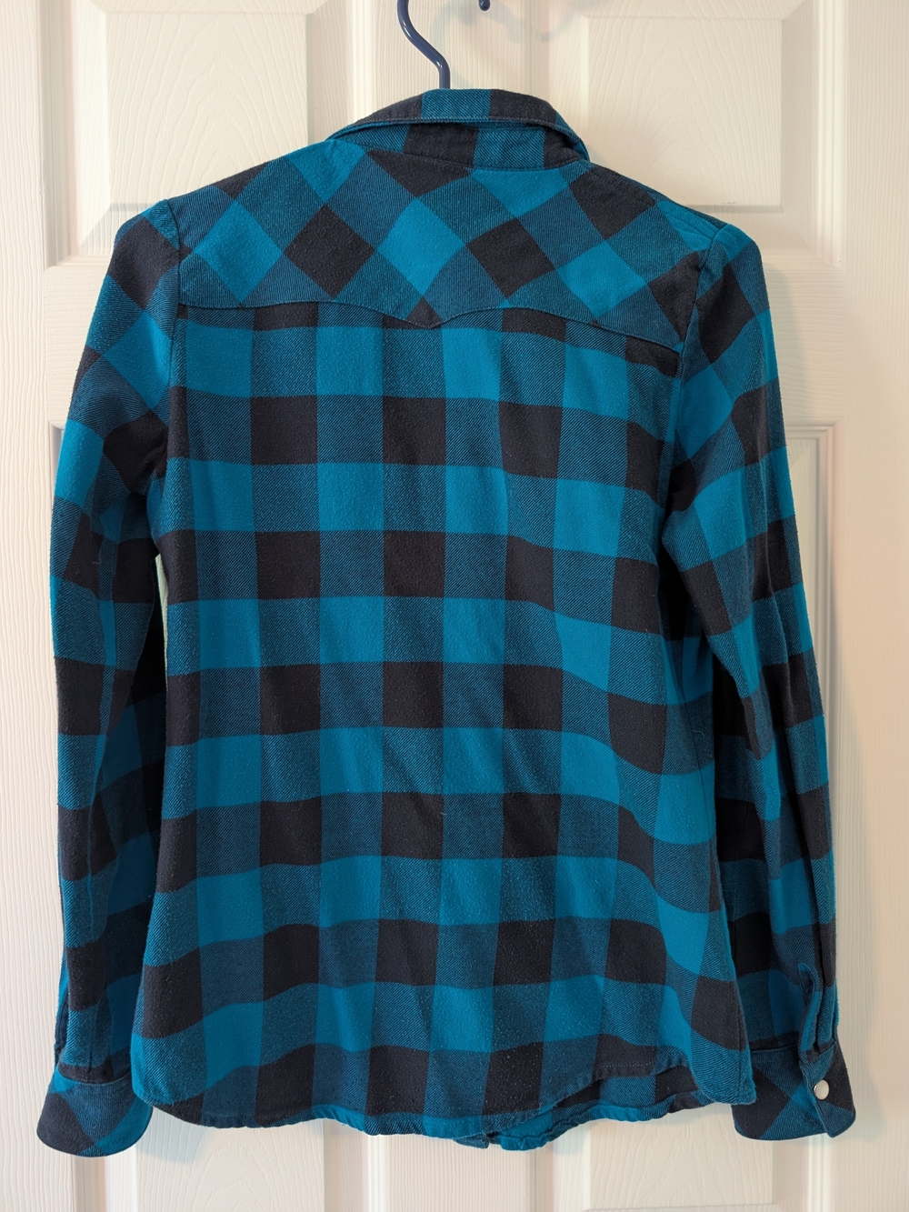 dELiA*s Blue & Black Plaid Button-Front Flannel Shirt - Picture 3 of 4